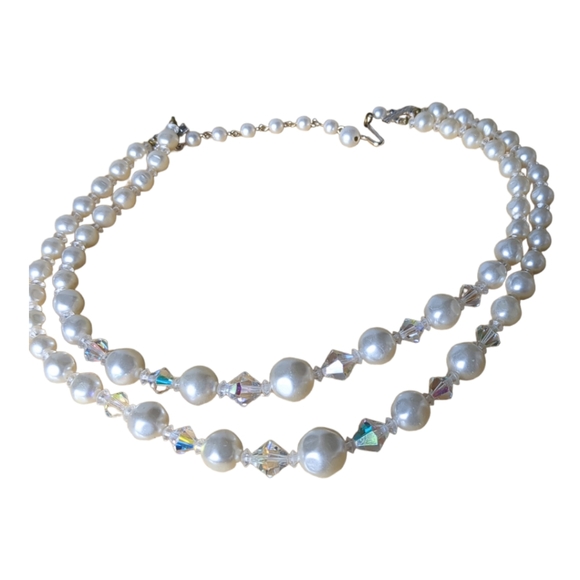White Pearl and Beautiful Australia Crystal White AB Sparkly Rainbow Necklace - Picture 10 of 10